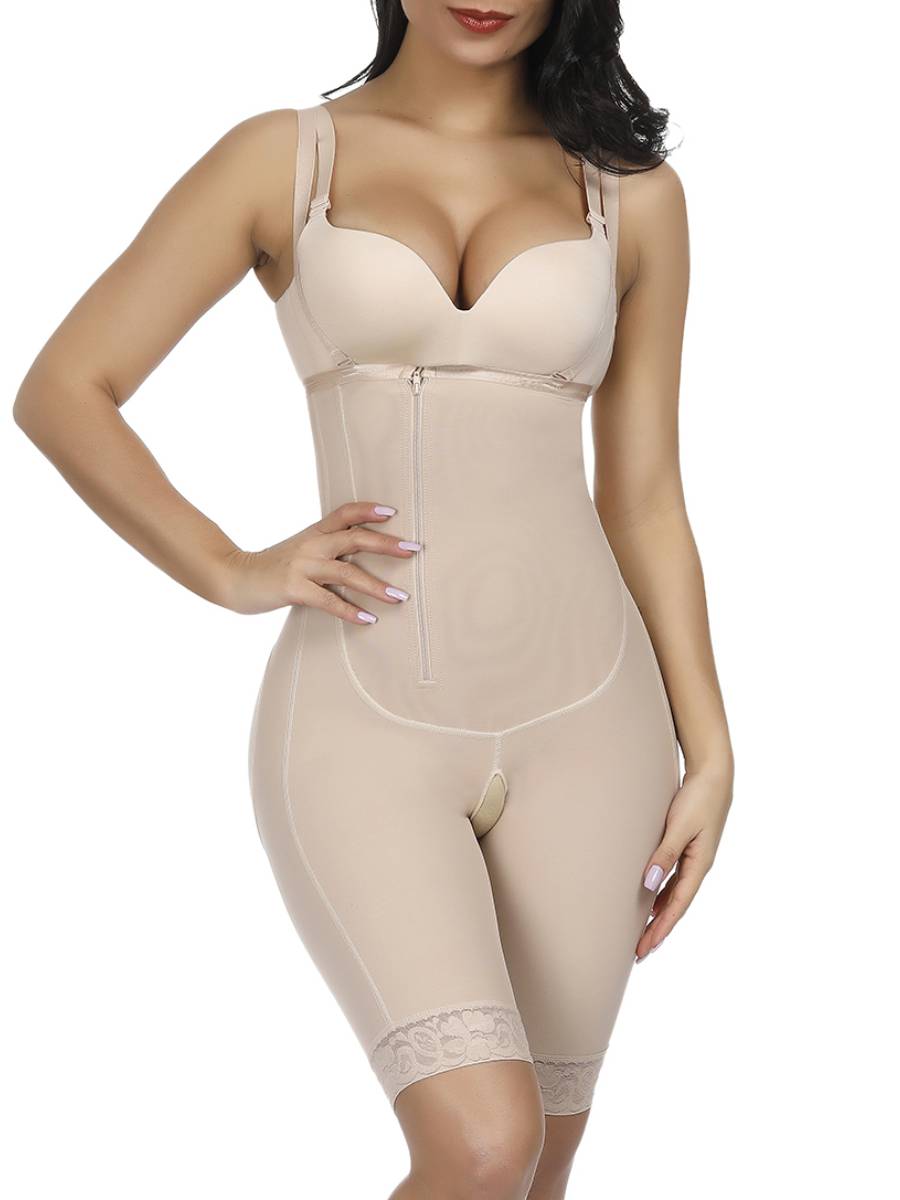 Sleek Smoothers Nude Zipper Underbust Queen Size Bodysuit Hooks Meticulous Design